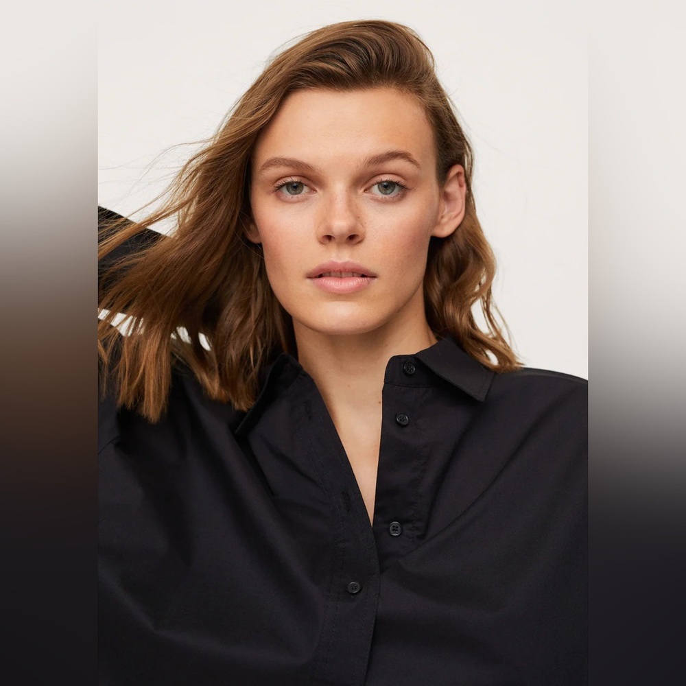 Mango Black Long Button-Down Shirt - image 4